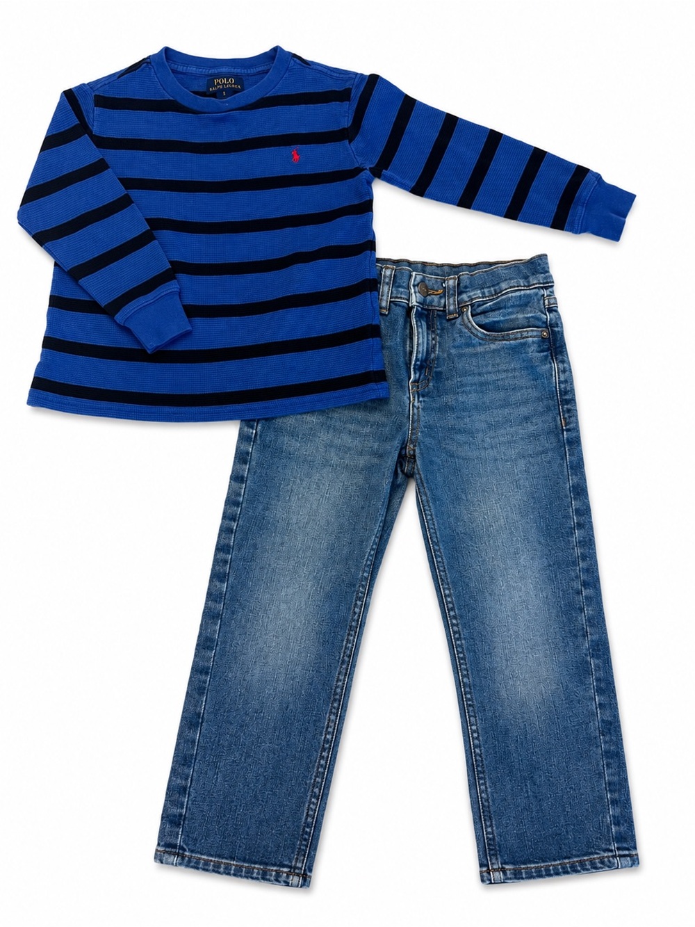 Polo by Ralph Lauren Royal Blue & Black Striped Long-Sleeve Tee